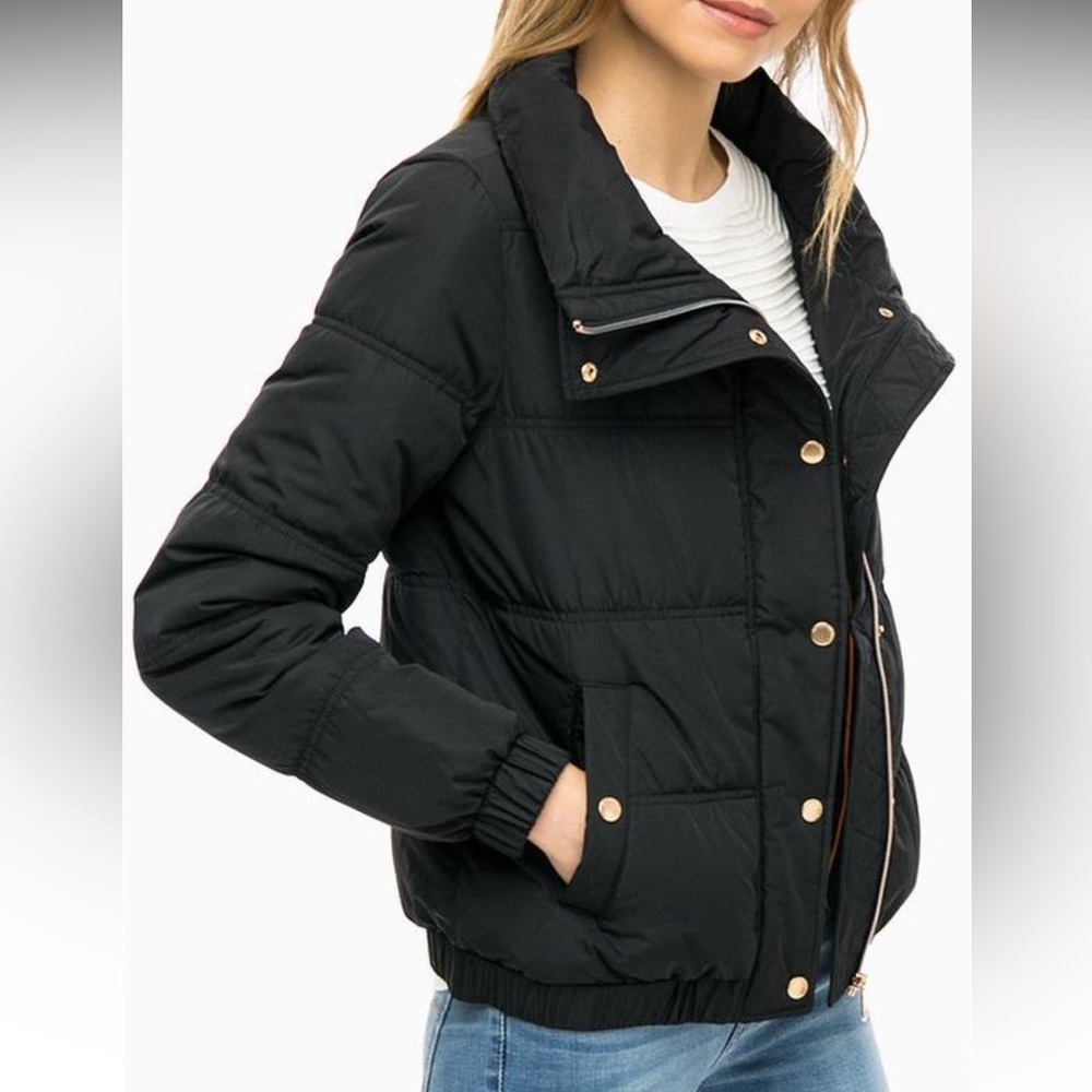 NWOT Tom Tailor Denim  Black Women's Jacket Size M Full Zip Puffer Jacket